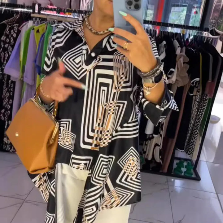 LS | Women Modern Graphic Print Shirt Lion Style