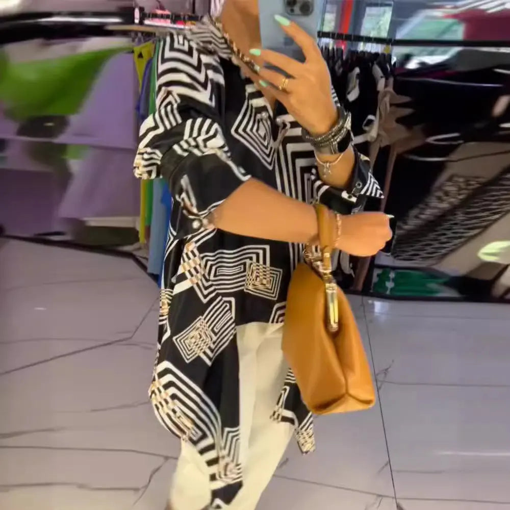 LS | Women Modern Graphic Print Shirt Lion Style