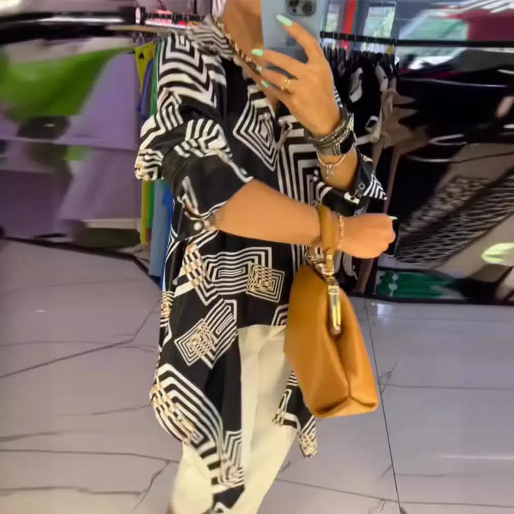 LS | Women Modern Graphic Print Shirt Lion Style