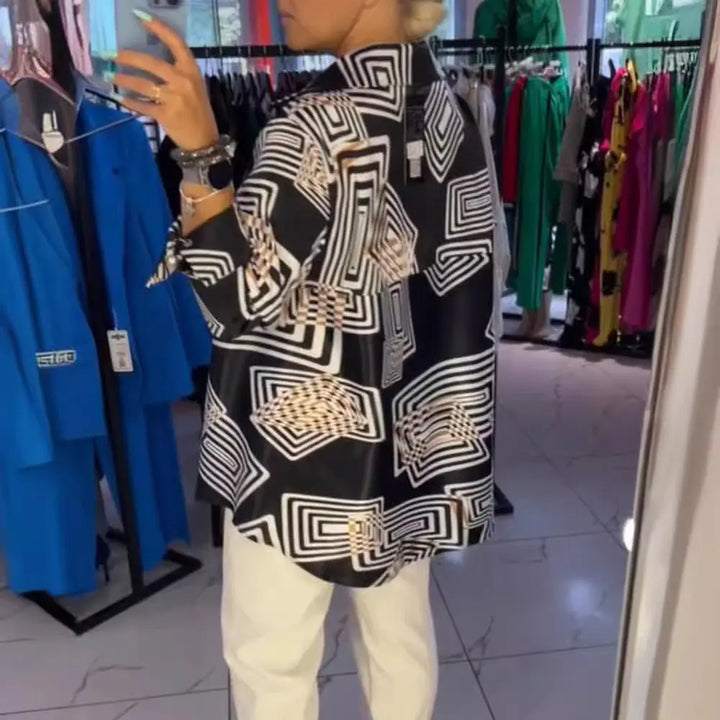 LS | Women Modern Graphic Print Shirt Lion Style