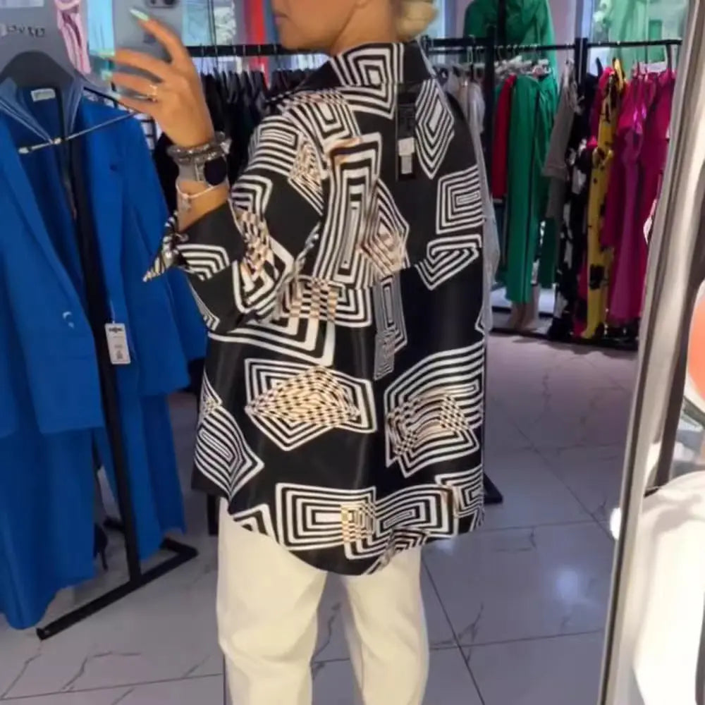 LS | Women Modern Graphic Print Shirt Lion Style