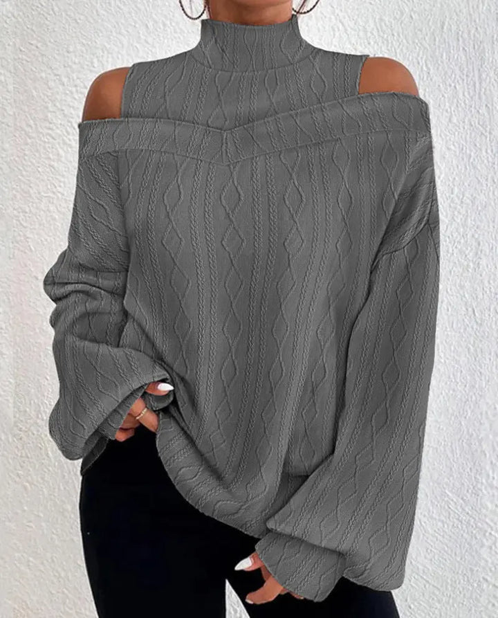 LS | Women Off Shoulder Knit Sweater Lion Style