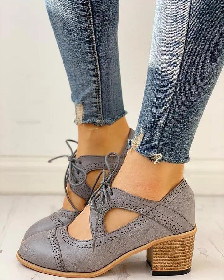 LS | Women Orthopedic Lace Up Heels Lion Style