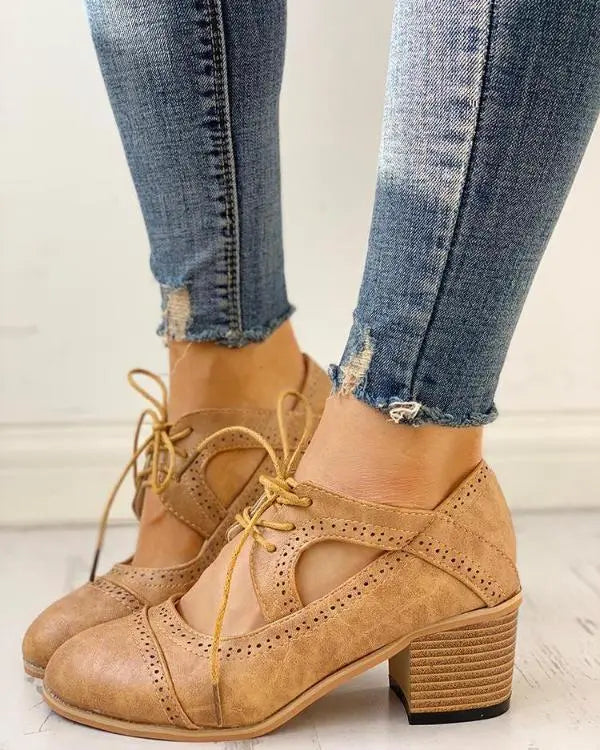 LS | Women Orthopedic Lace Up Heels Lion Style