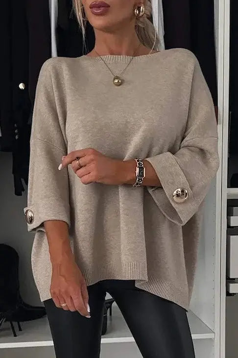 LS | Women Oversized Knit Sweater Top Lion Style