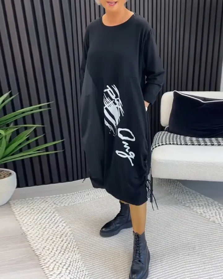 LS | Women Oversized Street Midi Dress Lion Style