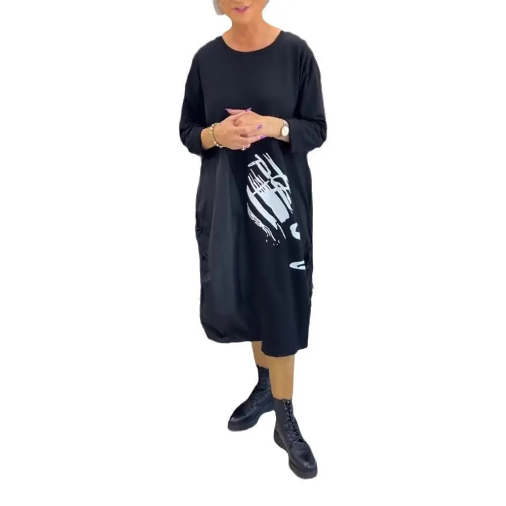 LS | Women Oversized Street Midi Dress Lion Style