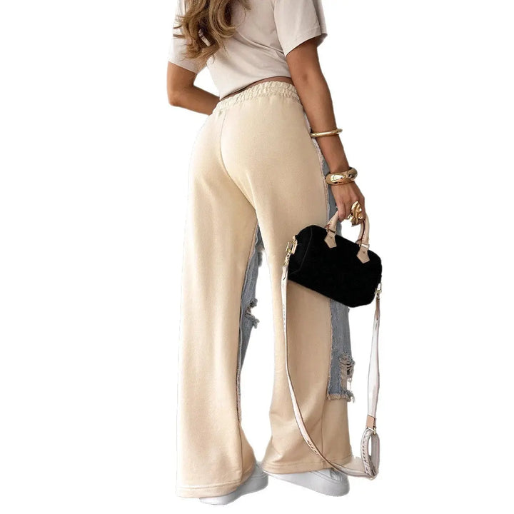 LS | Women Patchwork Ripped Jeans Lion Style