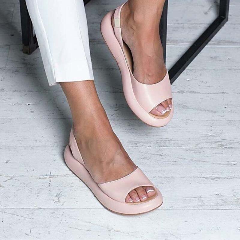LS | Women Peep Toe Orthopedic Flats Lion Style