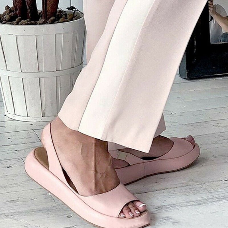 LS | Women Peep Toe Orthopedic Flats Lion Style