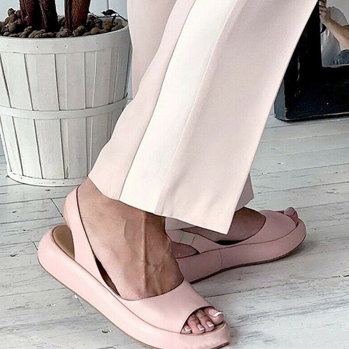 LS | Women Peep Toe Orthopedic Flats Lion Style