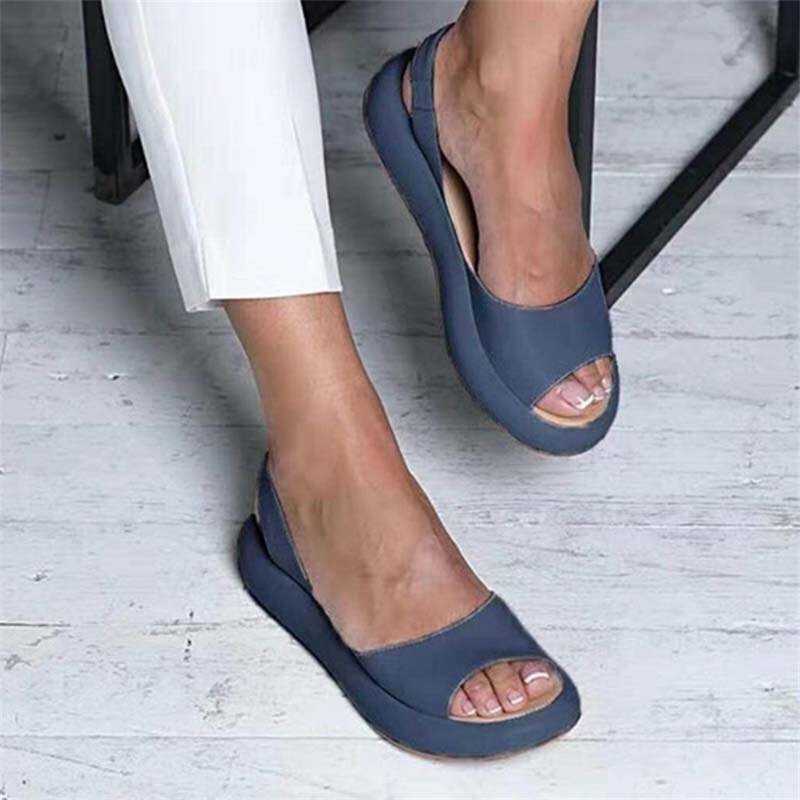 LS | Women Peep Toe Orthopedic Flats Lion Style