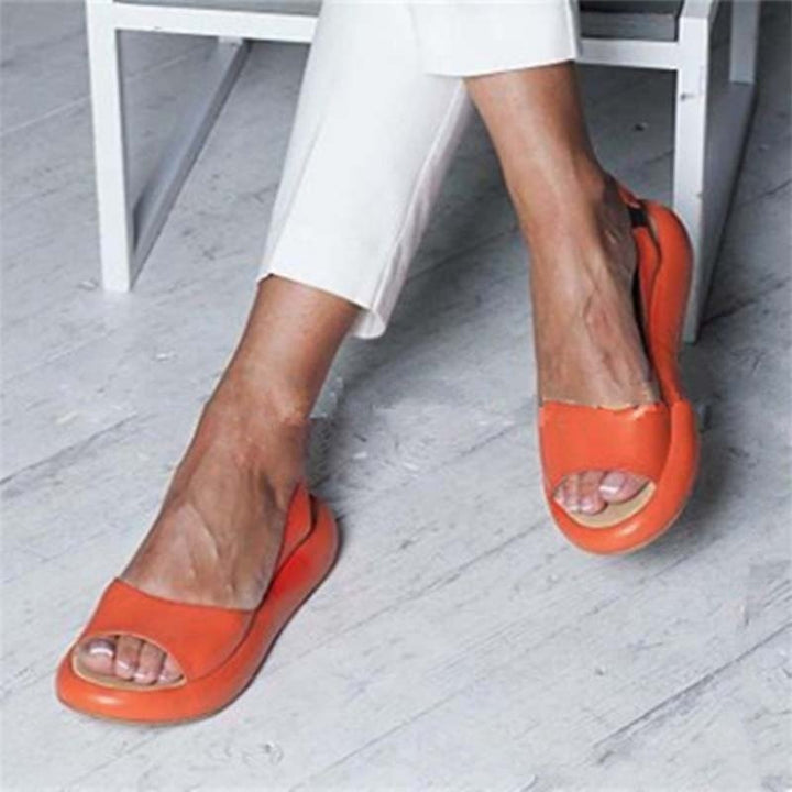 LS | Women Peep Toe Orthopedic Flats Lion Style
