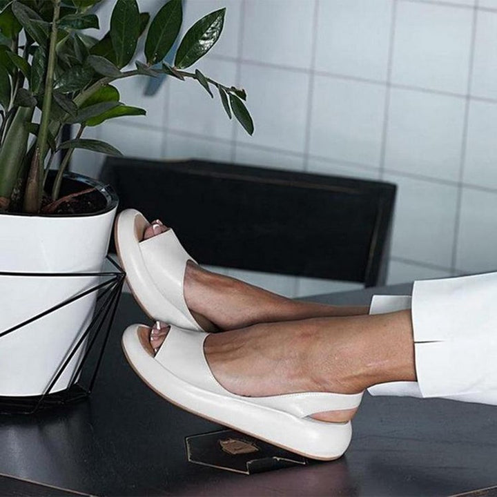 LS | Women Peep Toe Orthopedic Flats Lion Style