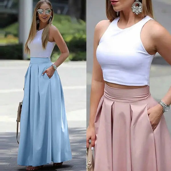 LS | Women Pleated Maxi Skirt Lion Style
