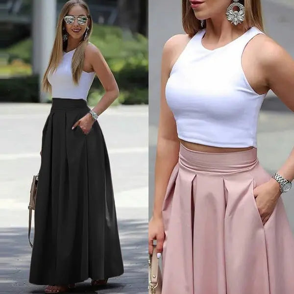 LS | Women Pleated Maxi Skirt Lion Style