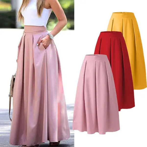 LS | Women Pleated Maxi Skirt Lion Style