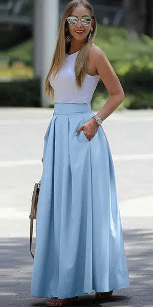 LS | Women Pleated Maxi Skirt Lion Style