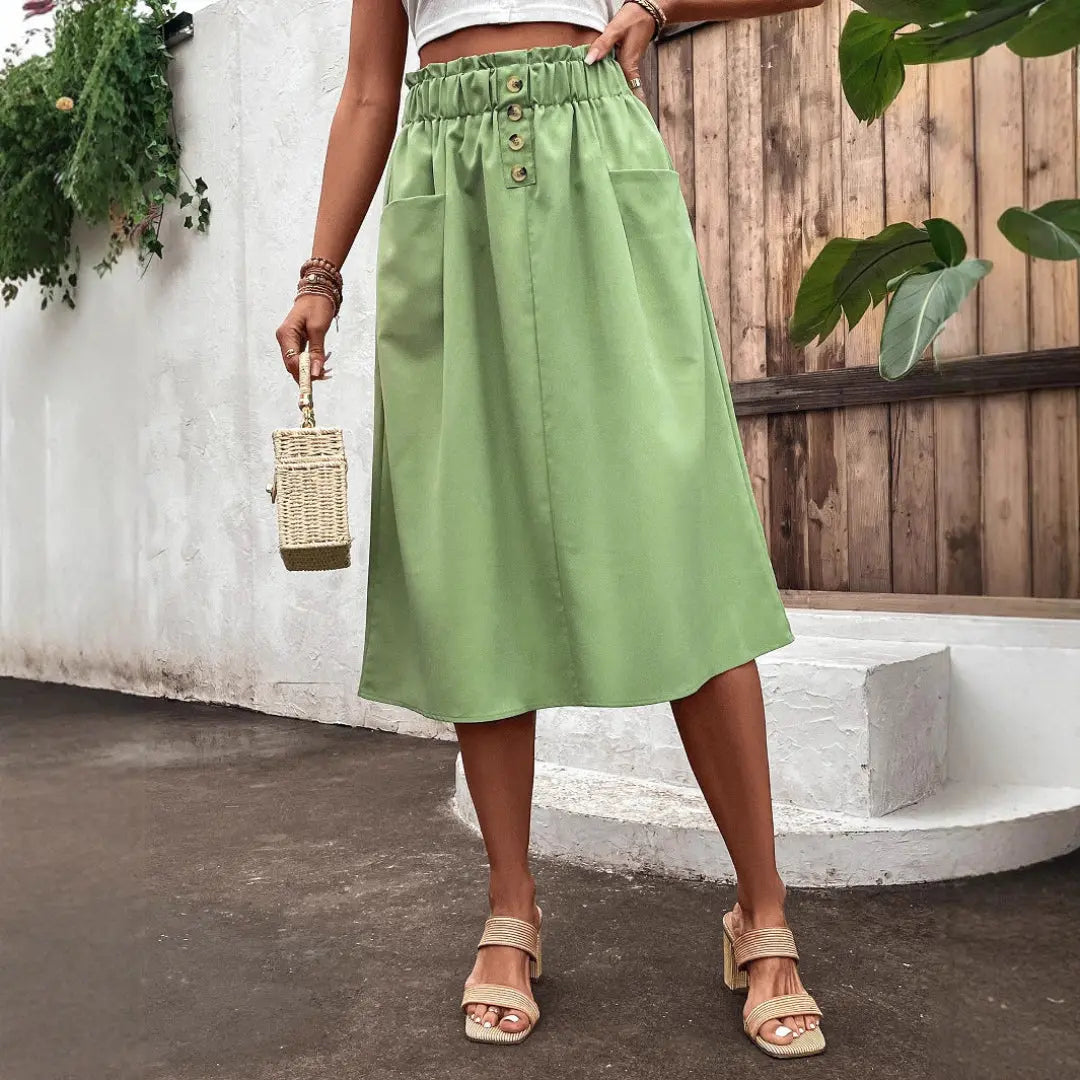 LS | Women Pocket Detail Midi Skirt Lion Style