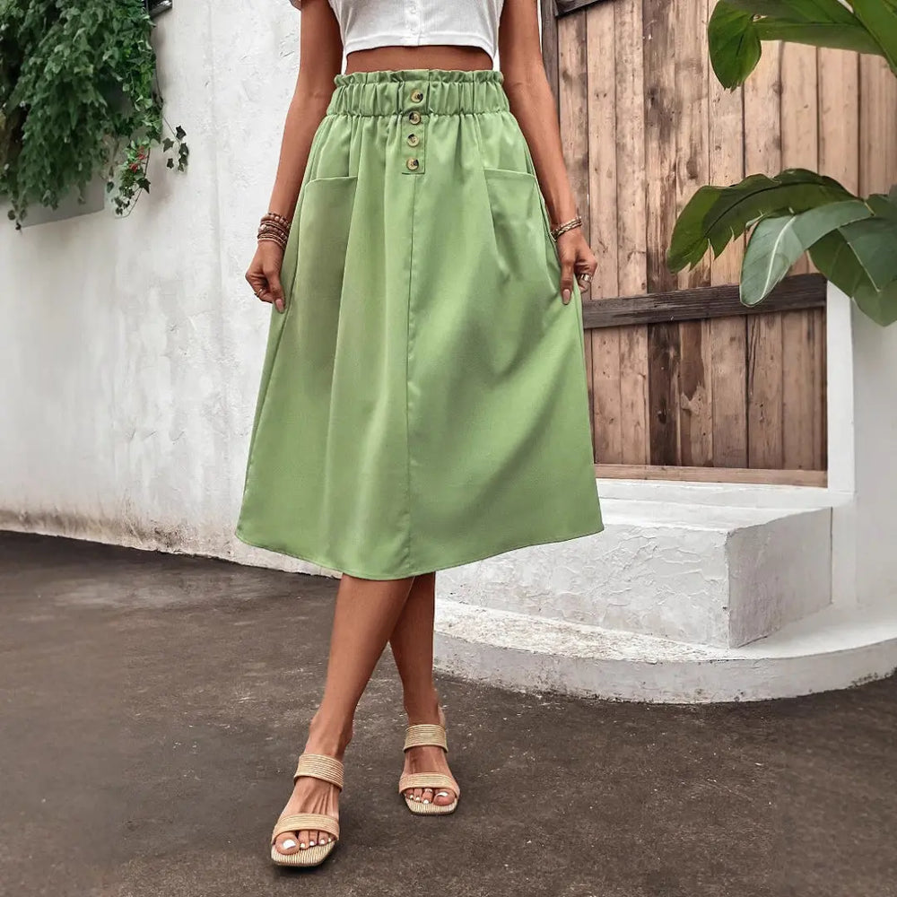 LS | Women Pocket Detail Midi Skirt Lion Style