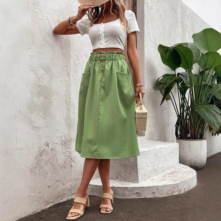 LS | Women Pocket Detail Midi Skirt Lion Style