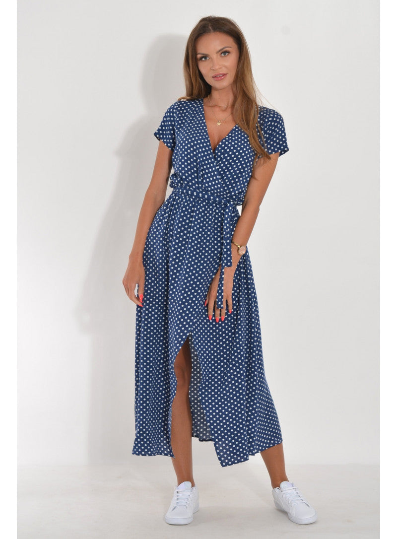 LS | Women Polka Dot Wrap Dress Lion Style