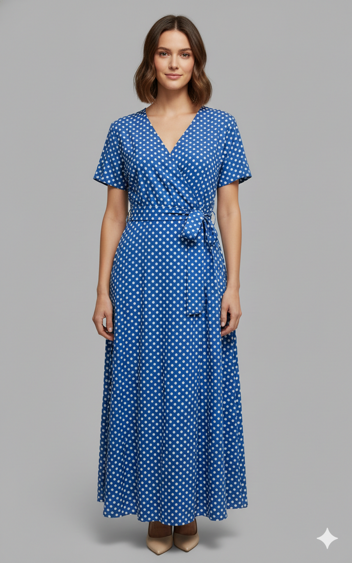 LS | Women Polka Dot Wrap Dress Lion Style
