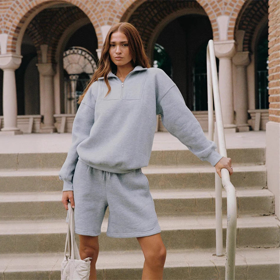 LS | Women Quarter Zip Sweatshirt Set Lion Style