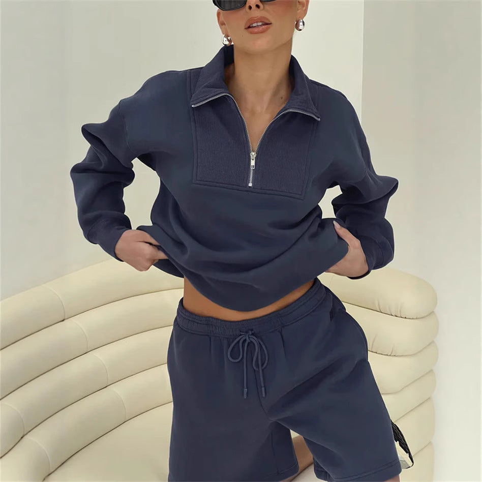 LS | Women Quarter Zip Sweatshirt Set Lion Style