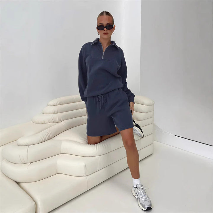 LS | Women Quarter Zip Sweatshirt Set Lion Style