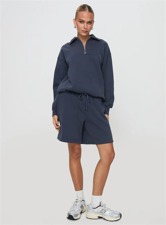 LS | Women Quarter Zip Sweatshirt Set Lion Style