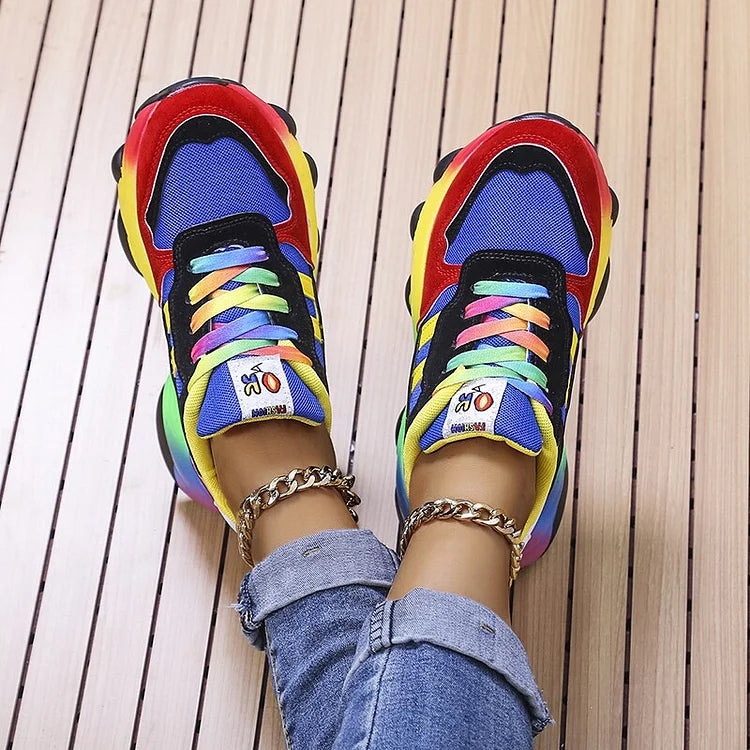 LS | Women Rainbow Chunky Orthopedic Sneakers Lion Style