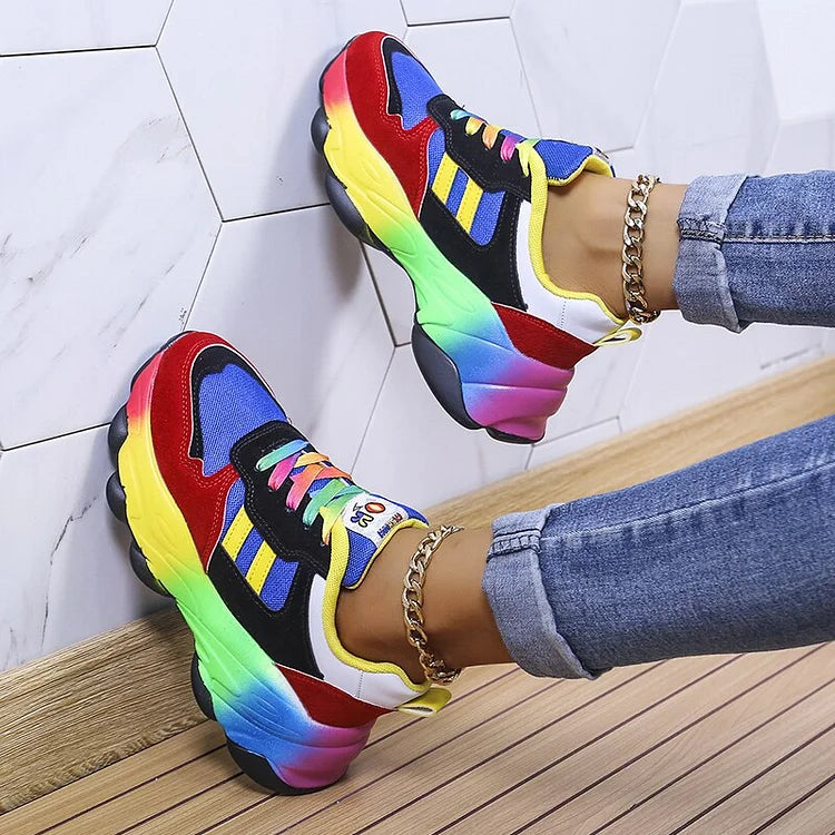 LS | Women Rainbow Chunky Orthopedic Sneakers Lion Style