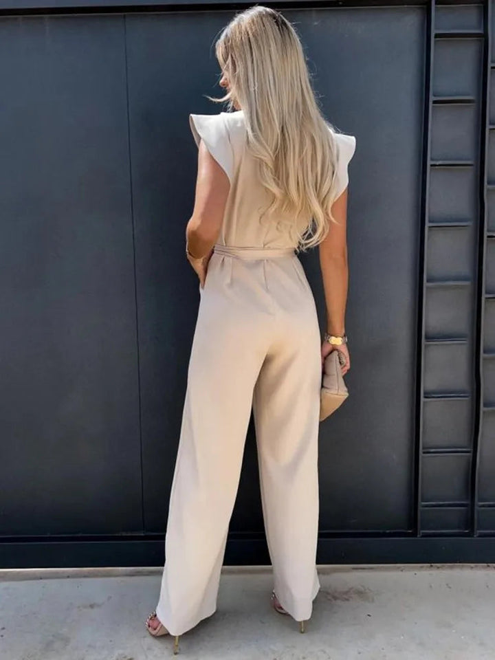 LS | Women Refined Waist Tie Jumpsuit Lion Style