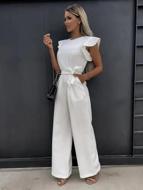 LS | Women Refined Waist Tie Jumpsuit Lion Style