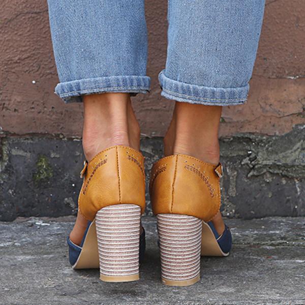 LS | Women Retro Colorblock Orthopedic Heels Lion Style