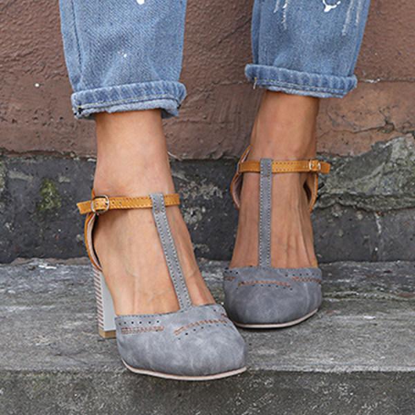 LS | Women Retro Colorblock Orthopedic Heels Lion Style