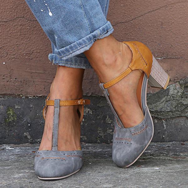 LS | Women Retro Colorblock Orthopedic Heels Lion Style