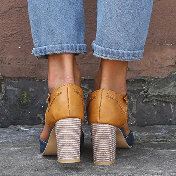 LS | Women Retro Inspired T Strap Heels Lion Style