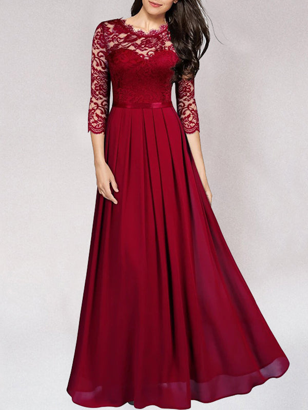 LS | Women Romantic Lace Sleeve Maxi Dress Lion Style