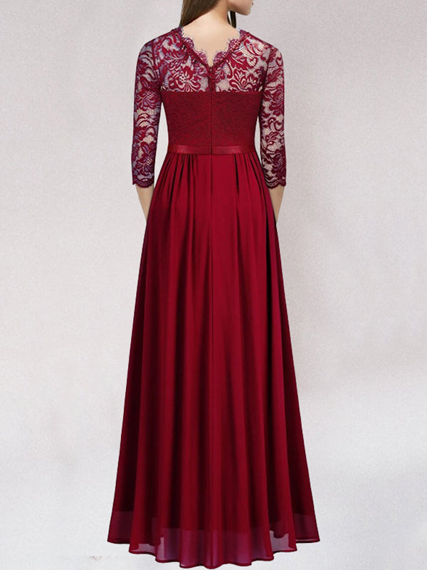 LS | Women Romantic Lace Sleeve Maxi Dress Lion Style