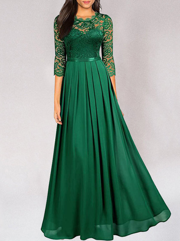 LS | Women Romantic Lace Sleeve Maxi Dress Lion Style