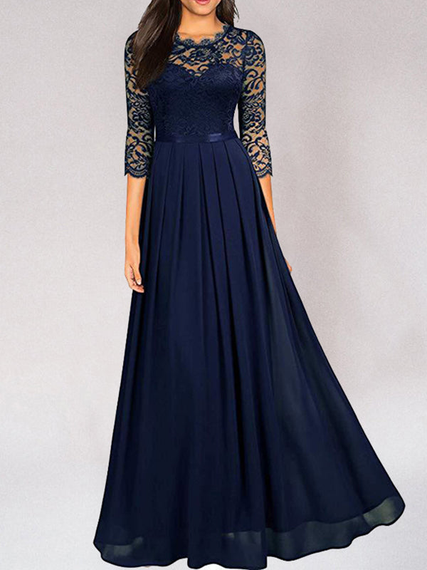 LS | Women Romantic Lace Sleeve Maxi Dress Lion Style