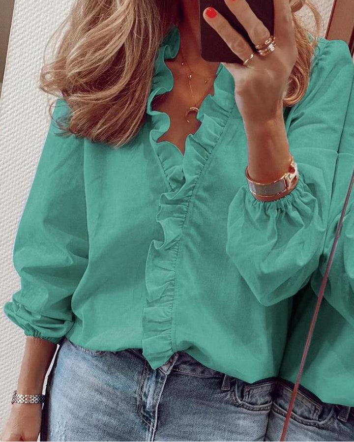 LS | Women Ruffle Trim Blouse Lion Style