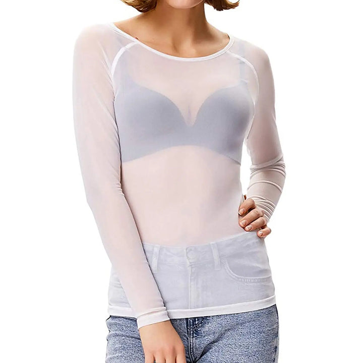 LS | Women Sheer Body Fit Mesh Top Lion Style
