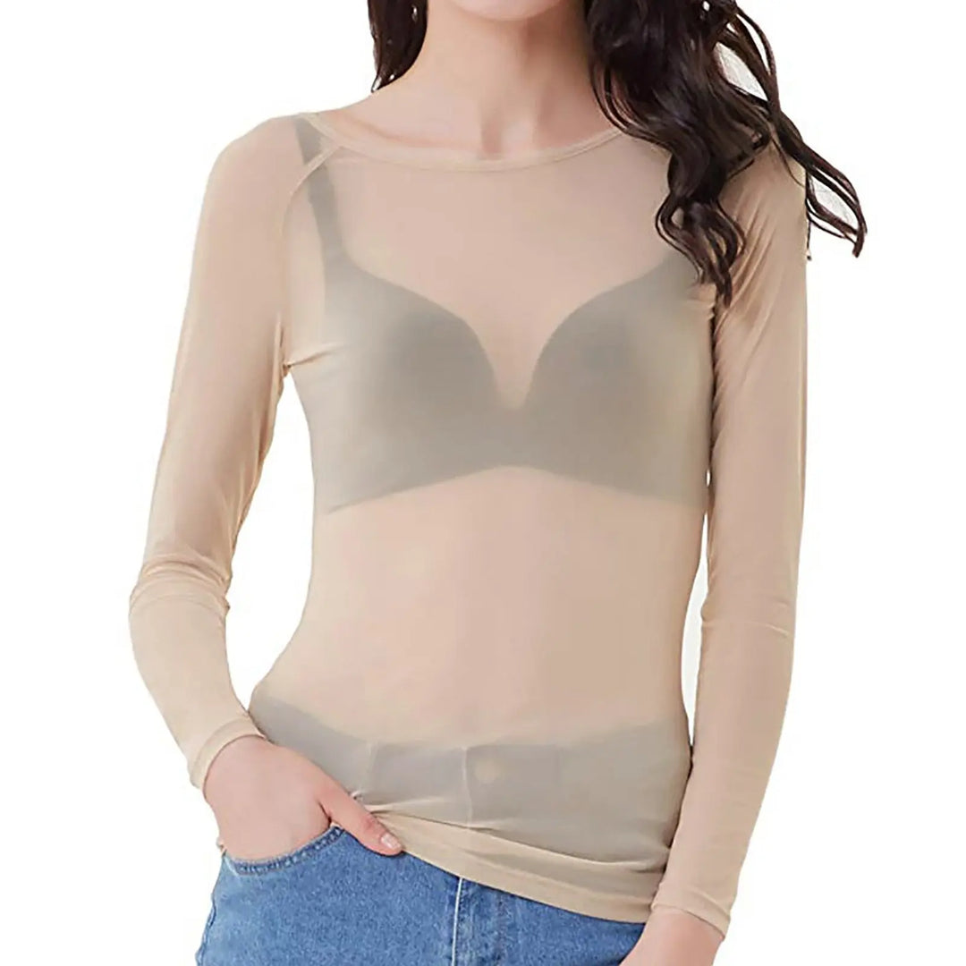 LS | Women Sheer Body Fit Mesh Top Lion Style
