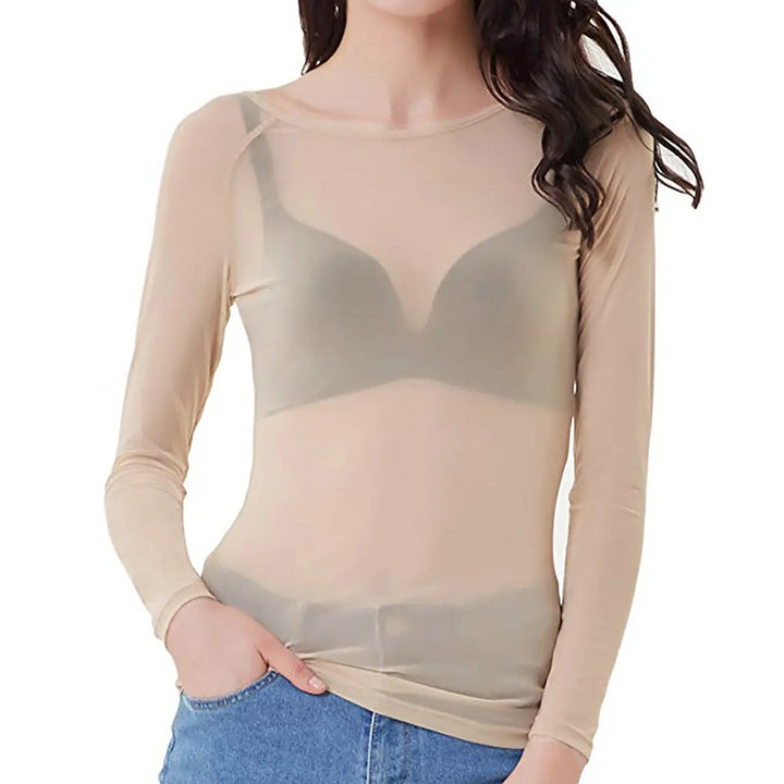 LS | Women Sheer Body Fit Mesh Top Lion Style