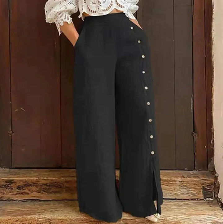 LS | Women Side Button Flow Pants Lion Style