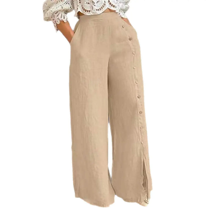 LS | Women Side Button Flow Pants Lion Style