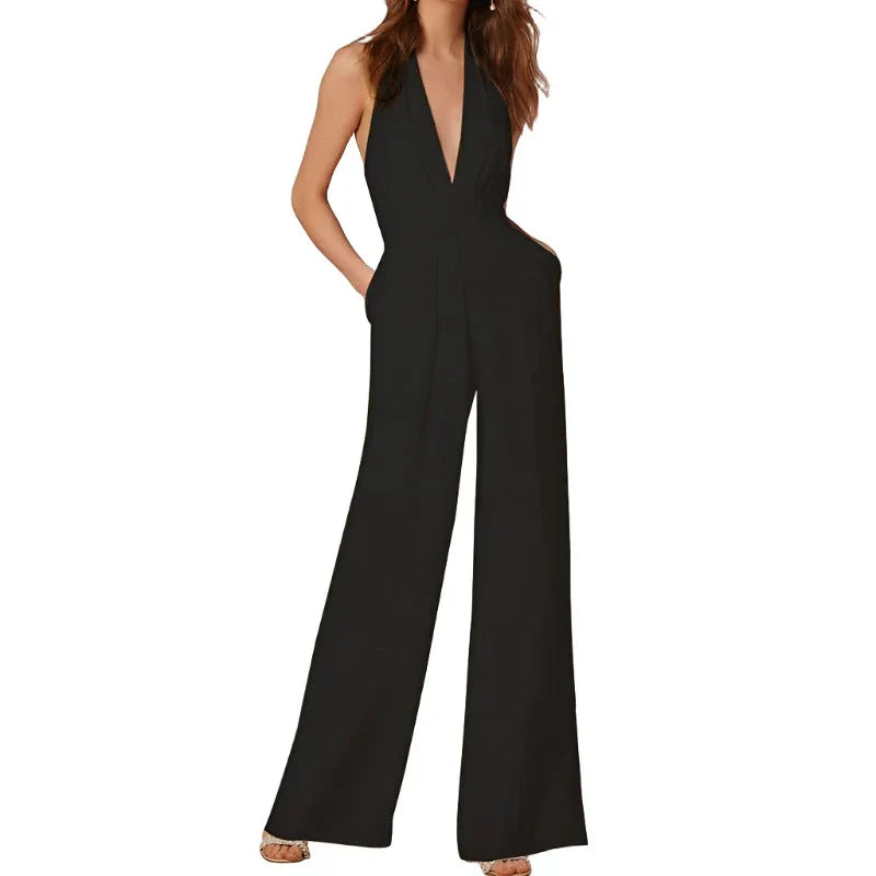 LS | Women Sleek Wide Leg Jumpsuit Lion Style